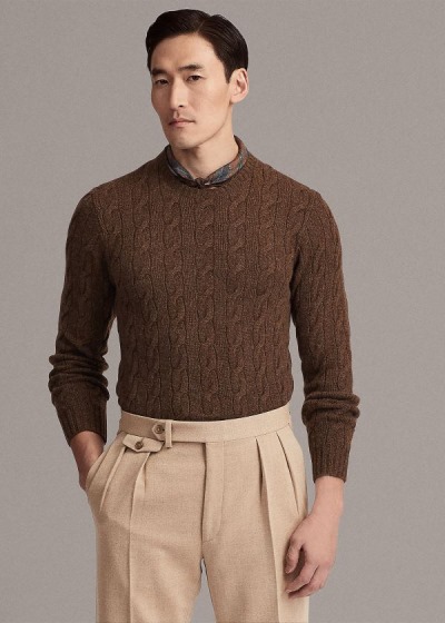 Sueter Ralph Lauren Hombre Marrom - Cable-Knit Cashmere - NZFLA2176